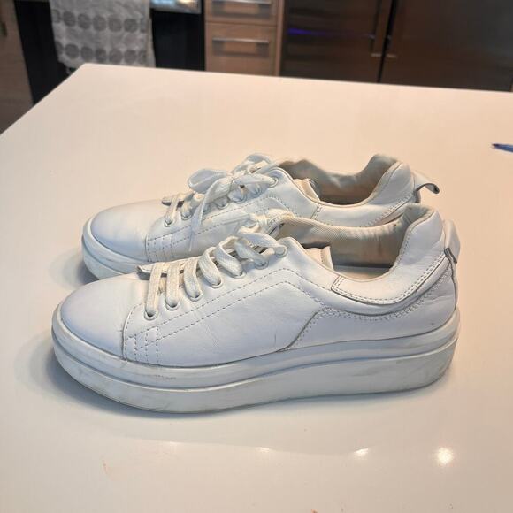 Zara Athletic Leather Lace Up Platform Sneakers Shoes White Size 40 - Picture 7 of 11